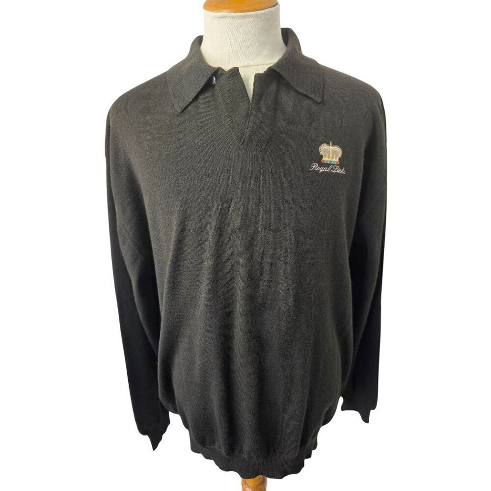 Tricots St Raphael Royal Links Y2K Sweater Men Sz L Brown Wool Golf Pullover